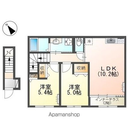 Ｖｉａ　Ｌｕｃｅ（ヴィア　ルーチェ）[2LDK/54.88m2]の間取図