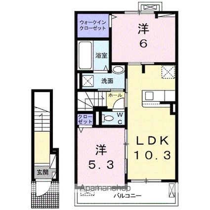 ヴィラオーブ彦根城[2LDK/54.8m2]の間取図
