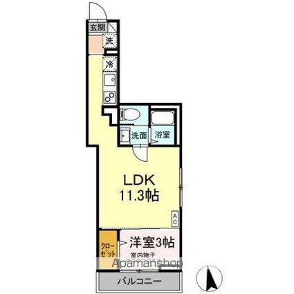 スピアナート北石堂[1LDK/32.86m2]の間取図