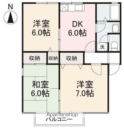 グリーン・ショットＡ・Ｂ[3DK/55.42m2]の間取図