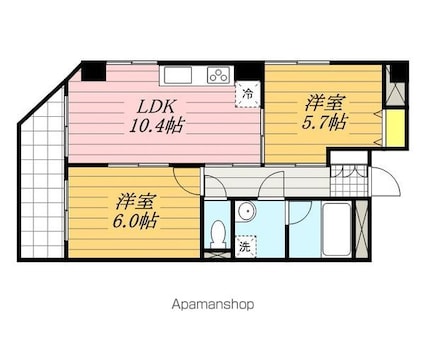 緑３丁目マンション[2LDK/49.54m2]の間取図