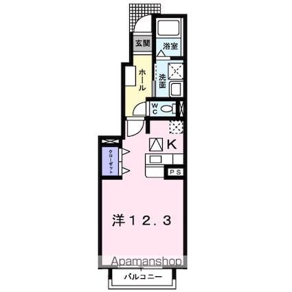 カサブランカＢ[1K/33.15m2]の間取図