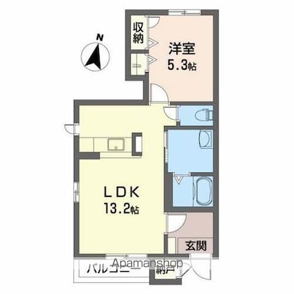 グリーンハウス　Ｂ棟[1LDK/46.01m2]の間取図