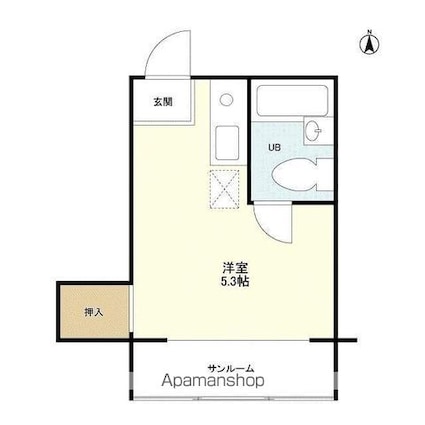 東京都豊島区池袋本町１丁目[1R/16.44m2]の間取図