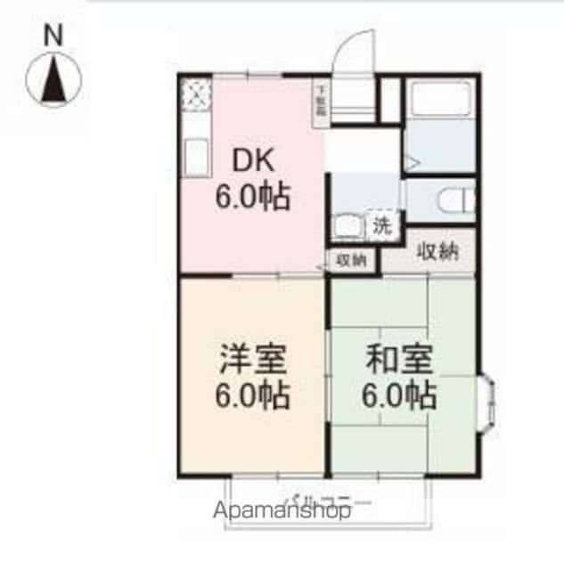 香川県高松市上福岡町[2DK/45.36m2]の間取図