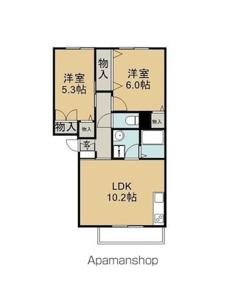 メゾン・ベレオＡ棟[2LDK/53.87m2]の間取図