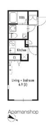 ＧＲＡＮ　ＰＡＳＥＯ代々木[1R/25.37m2]の間取図