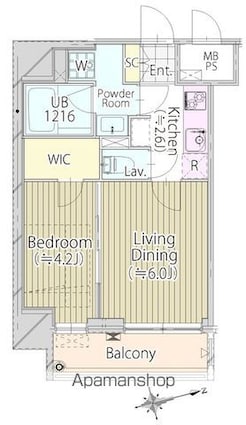 パークフロント新宿[1LDK/32.26m2]の間取図