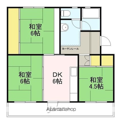狭山台団地２街区１４号棟[3DK/46.77m2]の間取図