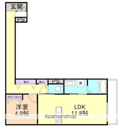 ベレオ小松原[1LDK/53.08m2]の間取図