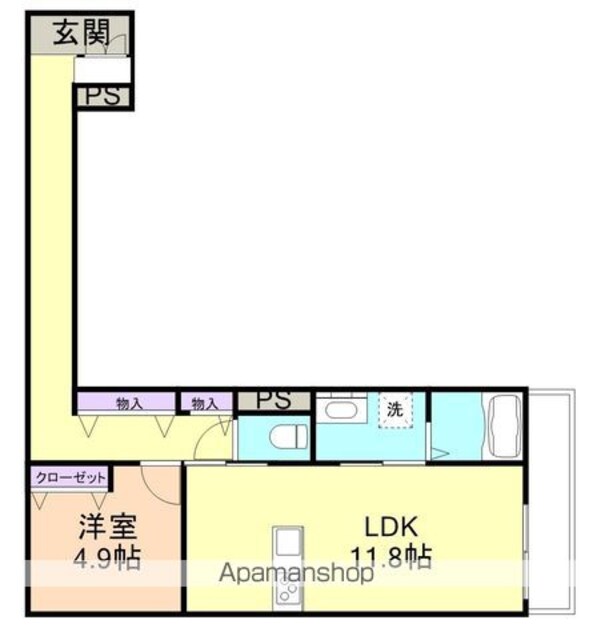 ベレオ小松原[1LDK/53.08m2]の間取図