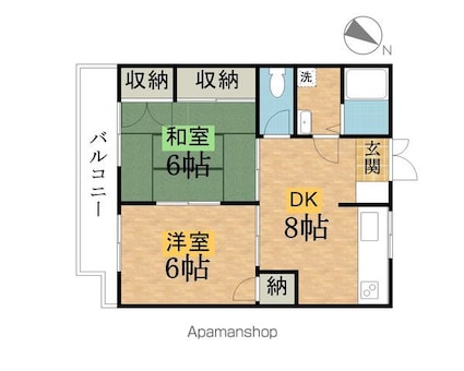 ハイムフジハシ[2DK/46m2]の間取図