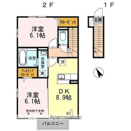 ポム　メゾン[2DK/54.05m2]の間取図