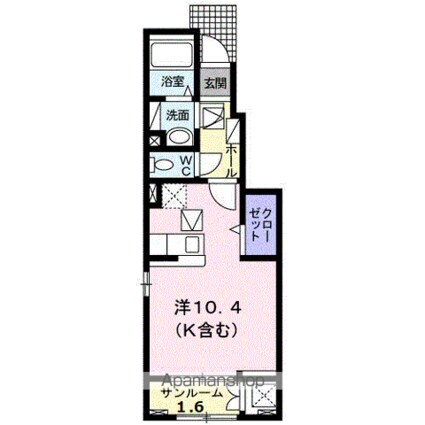 レムリア[1R/32.43m2]の間取図
