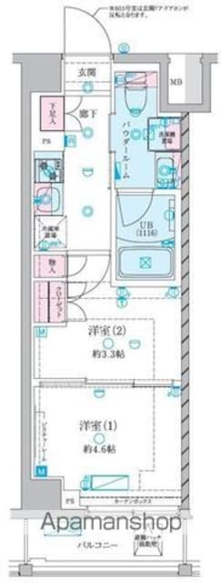 ＧＥＮＯＶＩＡ押上Ⅱ[2K/25.65m2]の間取図