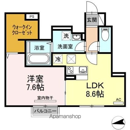 ラ・フェリーチェ・ヴィータ青山[1LDK/44.5m2]の間取図