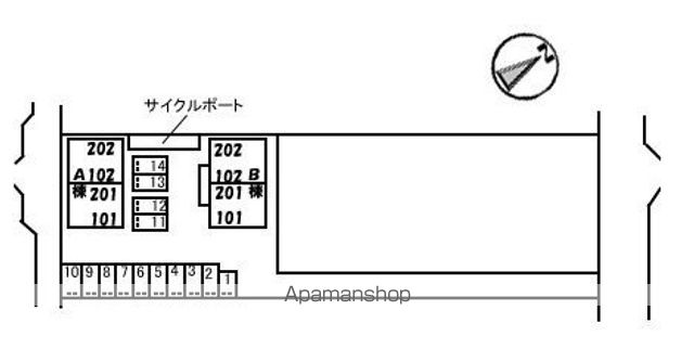 タウンコート筒井　Ａ棟[2LDK/61.43m2]の配置図