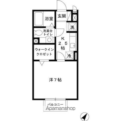 オランジュ[1K/26.71m2]の間取図