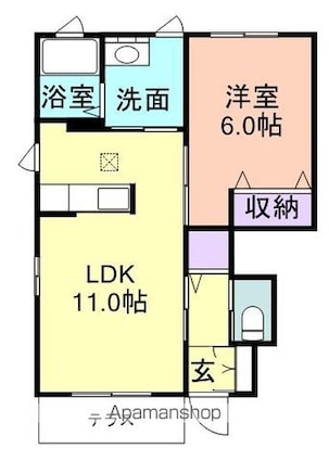 和歌山県和歌山市西庄[1LDK/43.05m2]の間取図