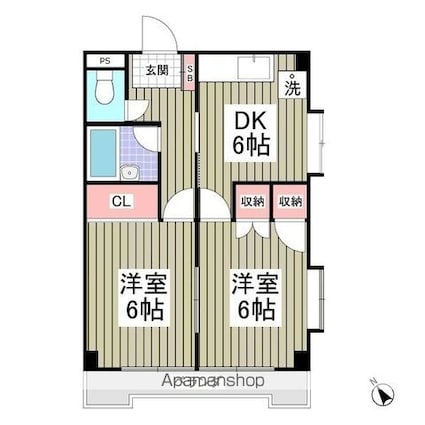 ハイツ柿沼[2DK/41.04m2]の間取図