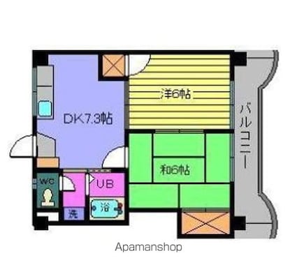 亀田ビル[2DK/38.88m2]の間取図