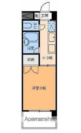 サンシャイン緑町Ⅱ[1K/19.8m2]の間取図