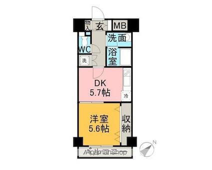 Ｐａｌａｚｚｏ　Ｈａｓｈｉｍｏｔｏ　３ｒｄ[1DK/33.1m2]の間取図