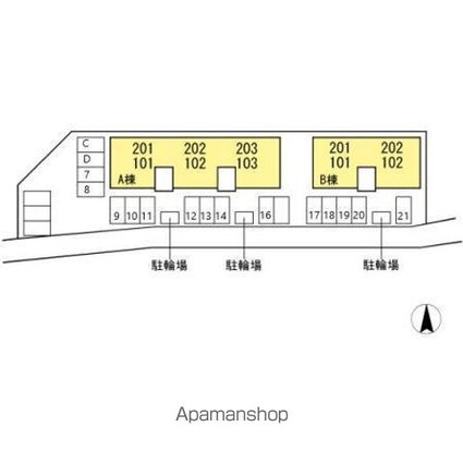 Ｔ．Ｖｉｌｌａｇｅ　Ａ棟[2LDK/62.9m2]の配置図
