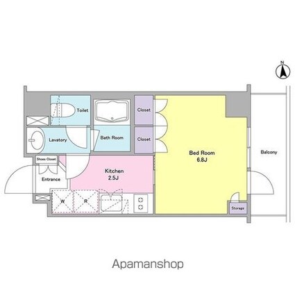 コンフォリア三田トロワ[1K/25.27m2]の間取図
