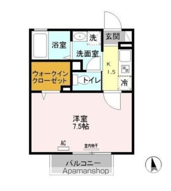 ルナエイト[1K/25.11m2]の間取図