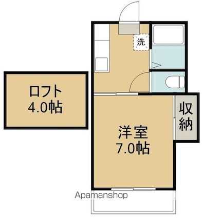 プリンスコート苦竹Ａ[1K/22.42m2]の間取図