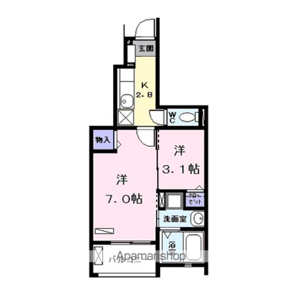 フリーデ[2K/31.65m2]の間取図