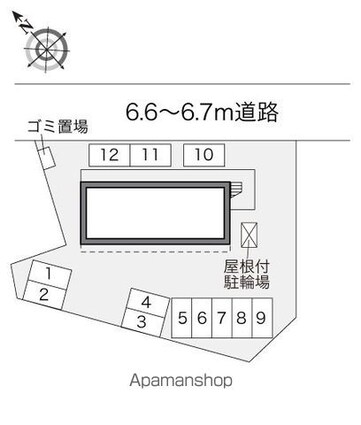 レオパレスＲ[1K/23.18m2]の配置図
