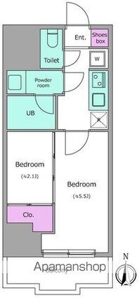 ドゥーエ亀戸Ⅲ[2K/25.4m2]の間取図