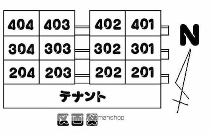 コーポ松岡[1K/20.06m2]の配置図