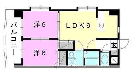 プレザント来住[2LDK/50.4m2]の間取図