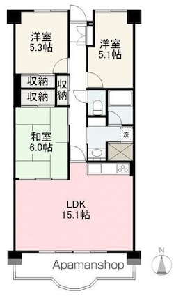 香川県高松市木太町[3LDK/71.28m2]の間取図