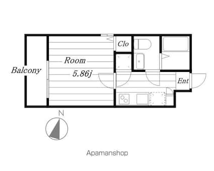 ＨＫ２　ｗｅｓｔ[1K/20.41m2]の間取図