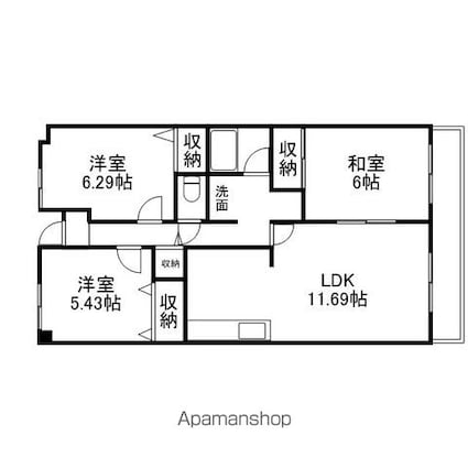バウムドルフ[3LDK/66.36m2]の間取図