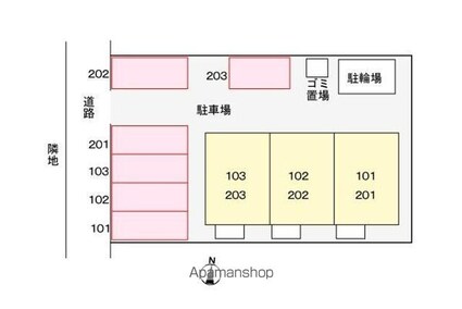 エルディム大西[1LDK/39.19m2]の配置図