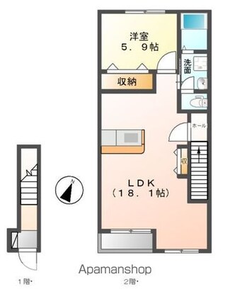 Ａｌｌｅｚ　Ｃｒｅｓｔ　Ｎｅｏ（アレ　クレスト　ネオ）[1LDK/56.55m2]の間取図