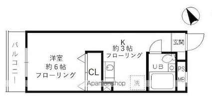 昭島コートエレガンスＢ[1K/20.81m2]の間取図