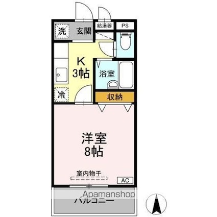 グリーンヒル２１[1K/25.92m2]の間取図