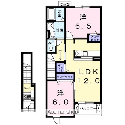 愛媛県新居浜市田の上２丁目[2LDK/58.86m2]の間取図