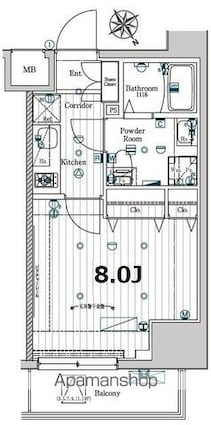 メイクスデザイン門前仲町ＧＡＲＤＥＮ[1K/25.83m2]の間取図