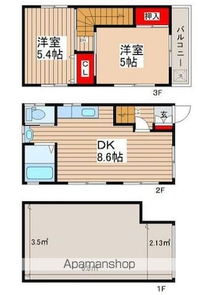 葛飾区新小岩四丁目戸建て[2DK/74.52m2]の間取図