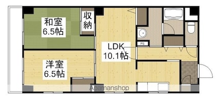 広島県広島市中区千田町１丁目[2LDK/60.48m2]の間取図