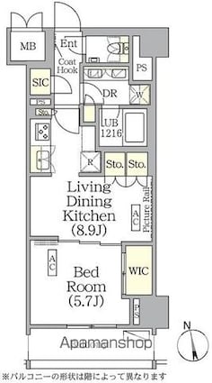 東京都新宿区東五軒町[1LDK/41.85m2]の間取図