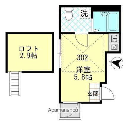 コンフォート北綾瀬[1R/14.09m2]の間取図