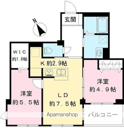 ＲＡＭＯ等々力（Ｎｅａｒｌｙ　ＺＥＨ）[2LDK/50.93m2]の間取図